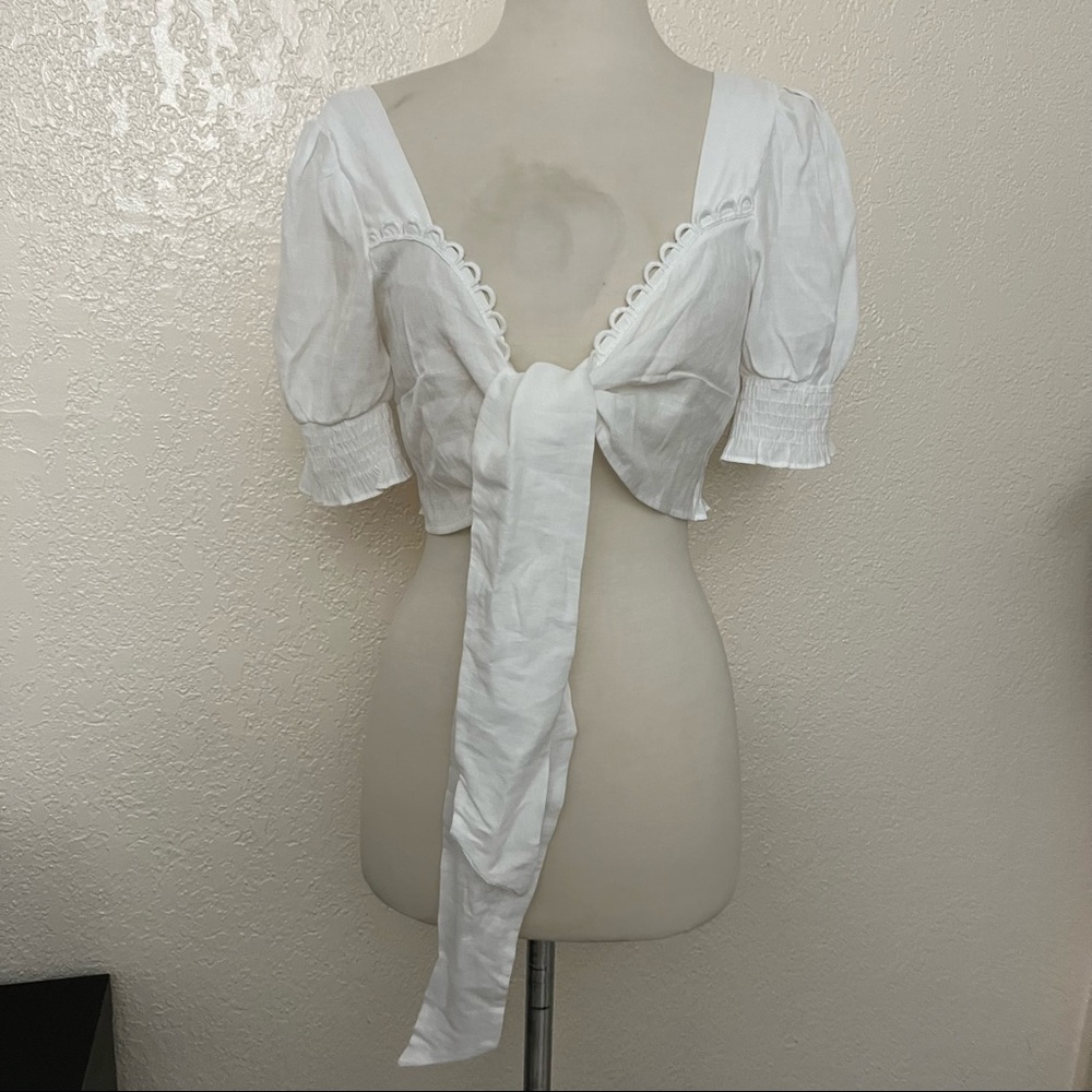 White Front Tie Crop Top Size Medium